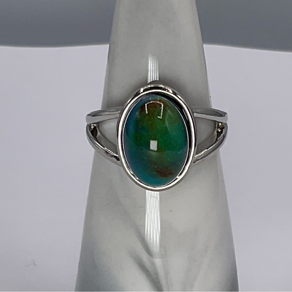 Mood Ring Bohemian Style Size 8 Silver Tone Hippie Chunky Retro Color Changing - Picture 1 of 8